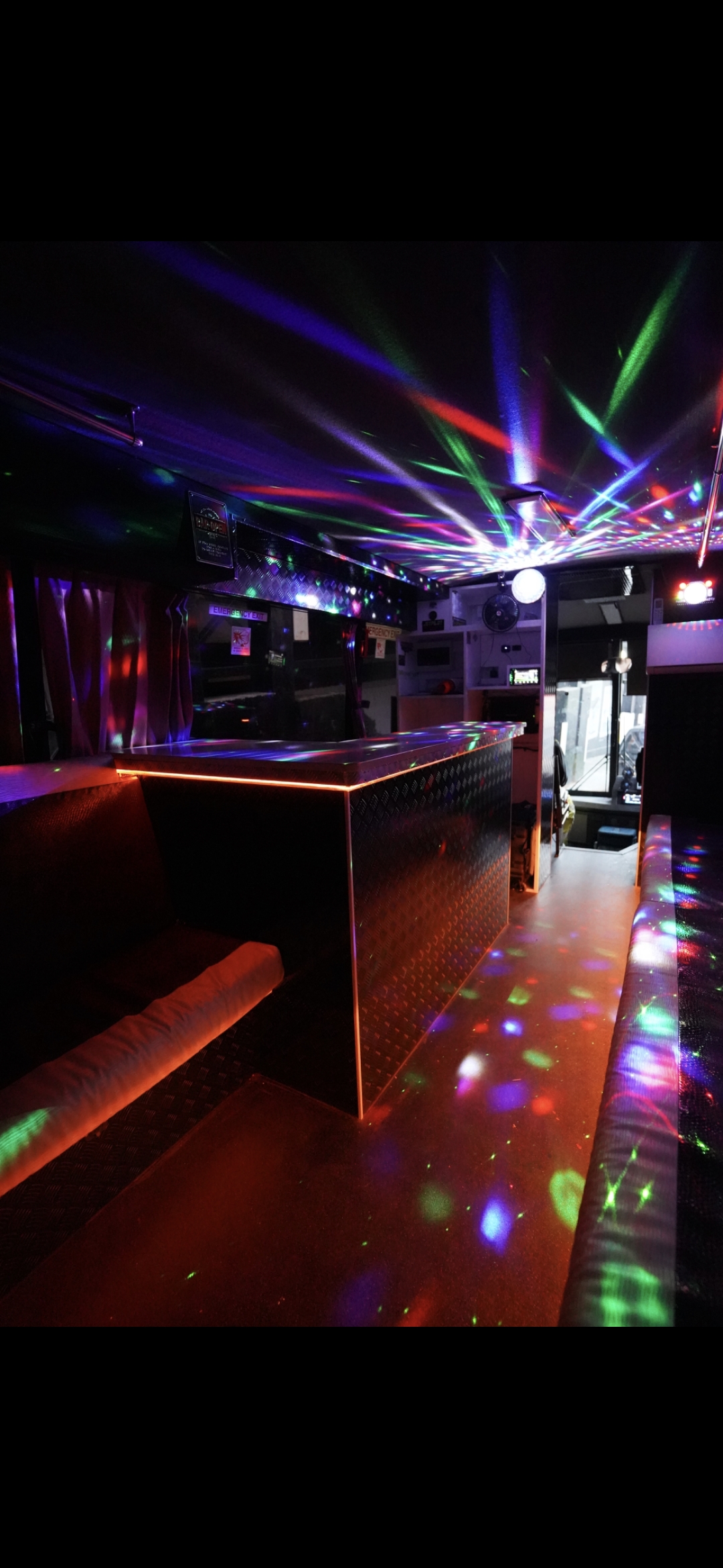 NSW Party and Rescue Fire Bus drinks bar area